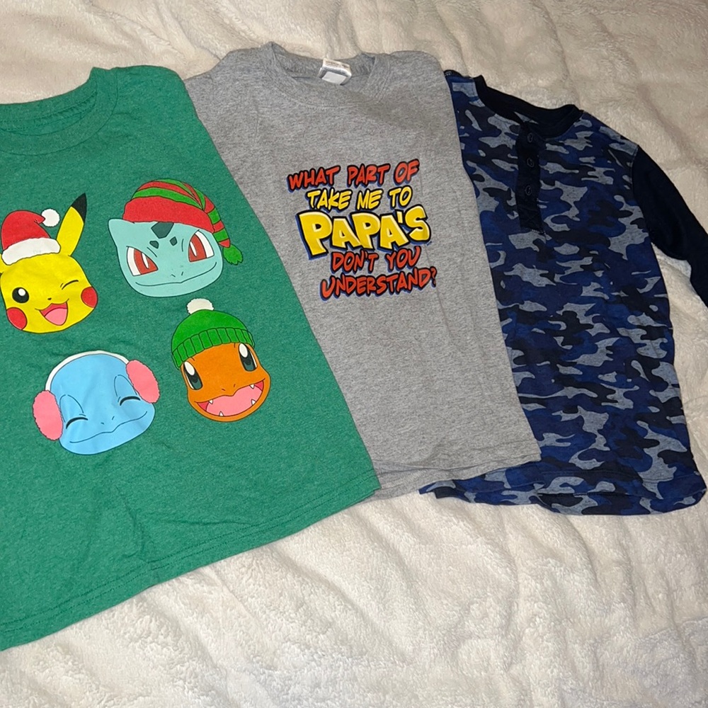 BOGO💙💙 6/7 shirts. Pokémon Christmas, camo